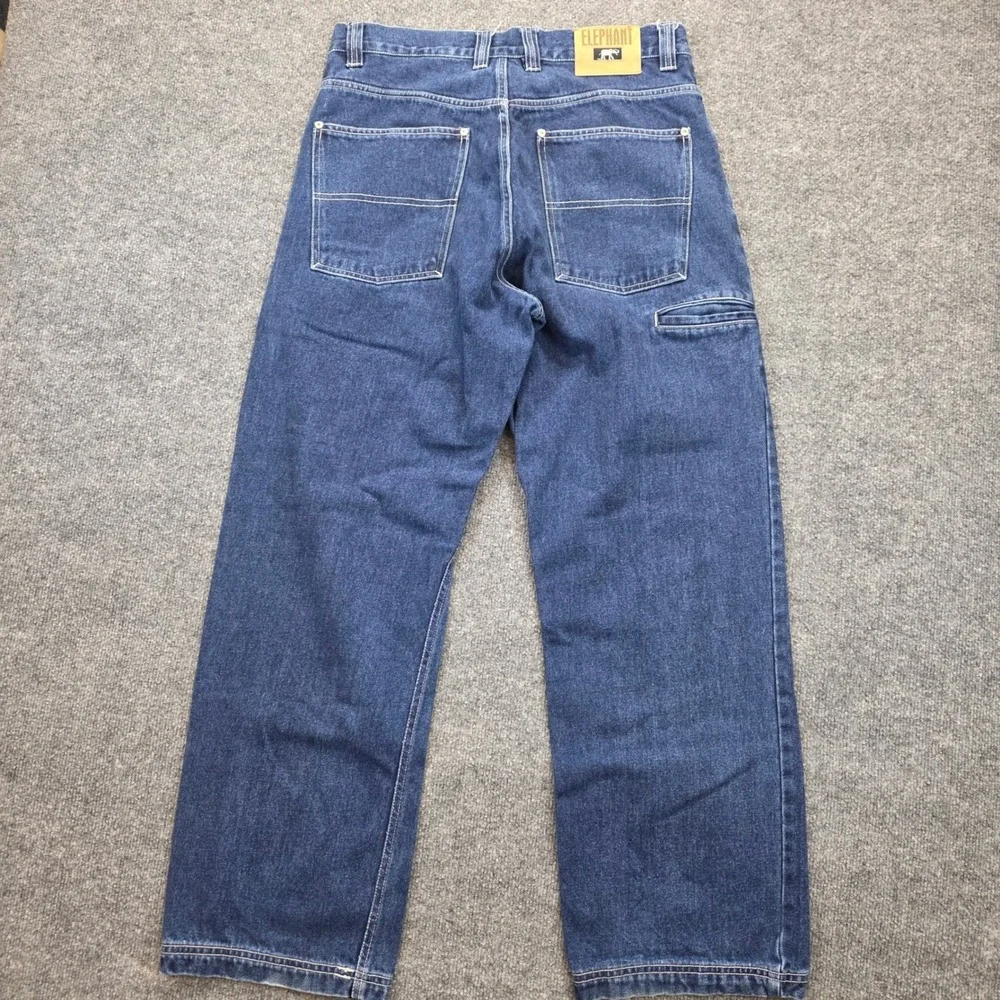 VTG Elephant Jeans Mens 34x31 Blue Denim Carpenter Wide Leg Baggy Hip Hop Skater